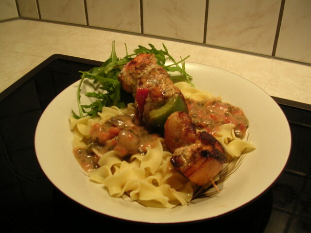 Visbrochette gemarineerd met mierikswortel