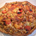 Pizza met tonijn en scampi’s