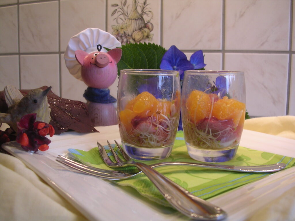 Hapje : Gerookte eendeborst mousse met manderijntjes