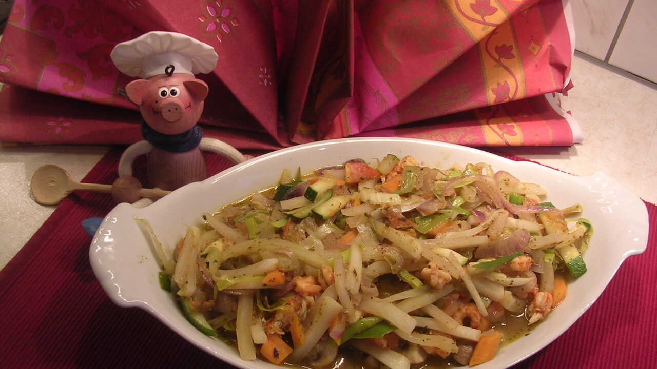 Gestoofde groenten met mosterd en curry