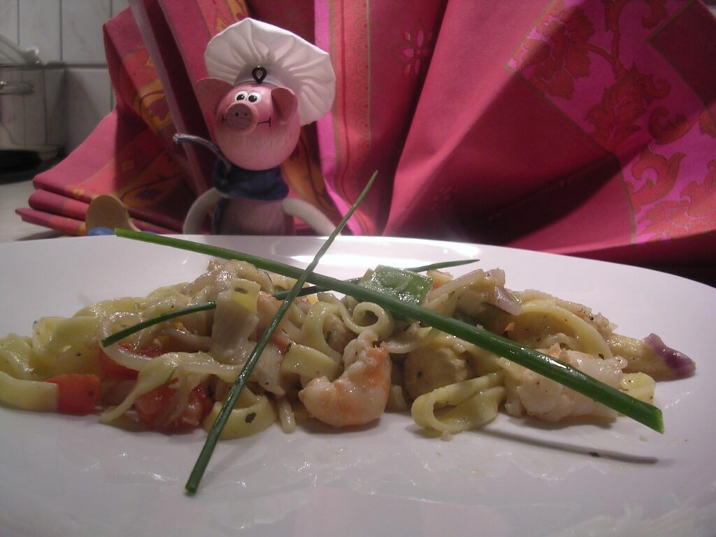 Pasta voorgerechtje met scampi