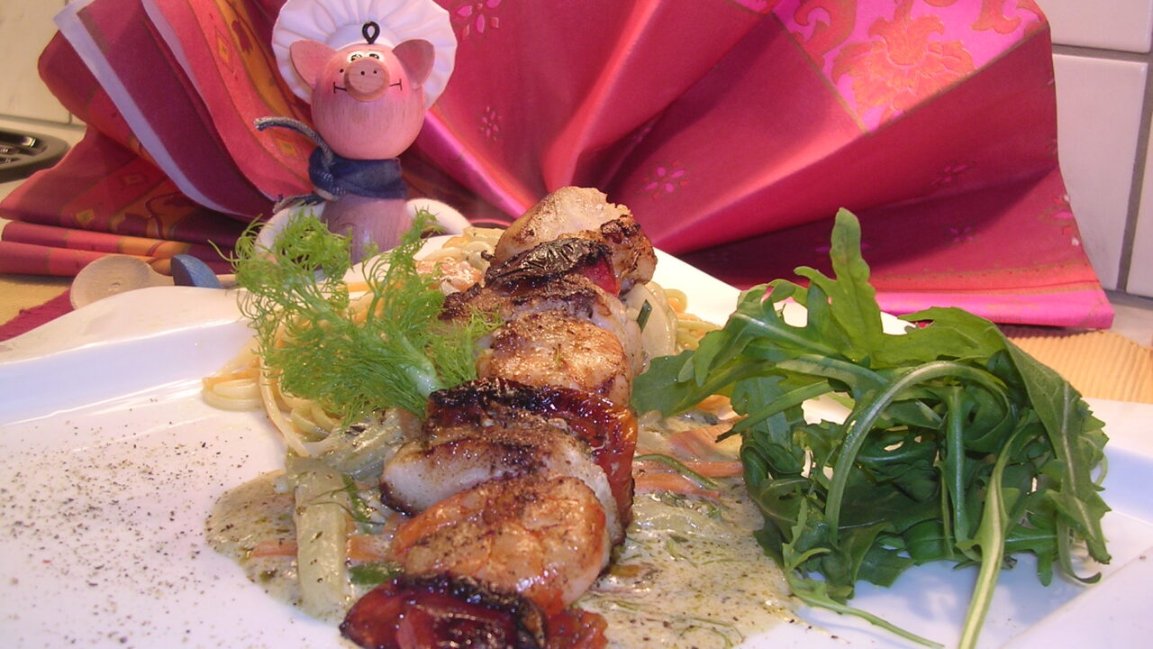Spiesje van scampi,kabeljauw en zongedroogde…