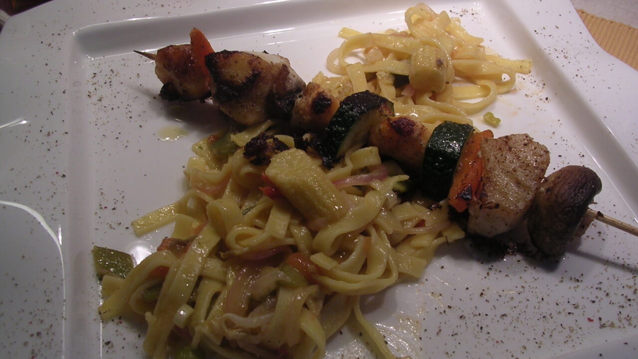 Vis brochette met groenten
