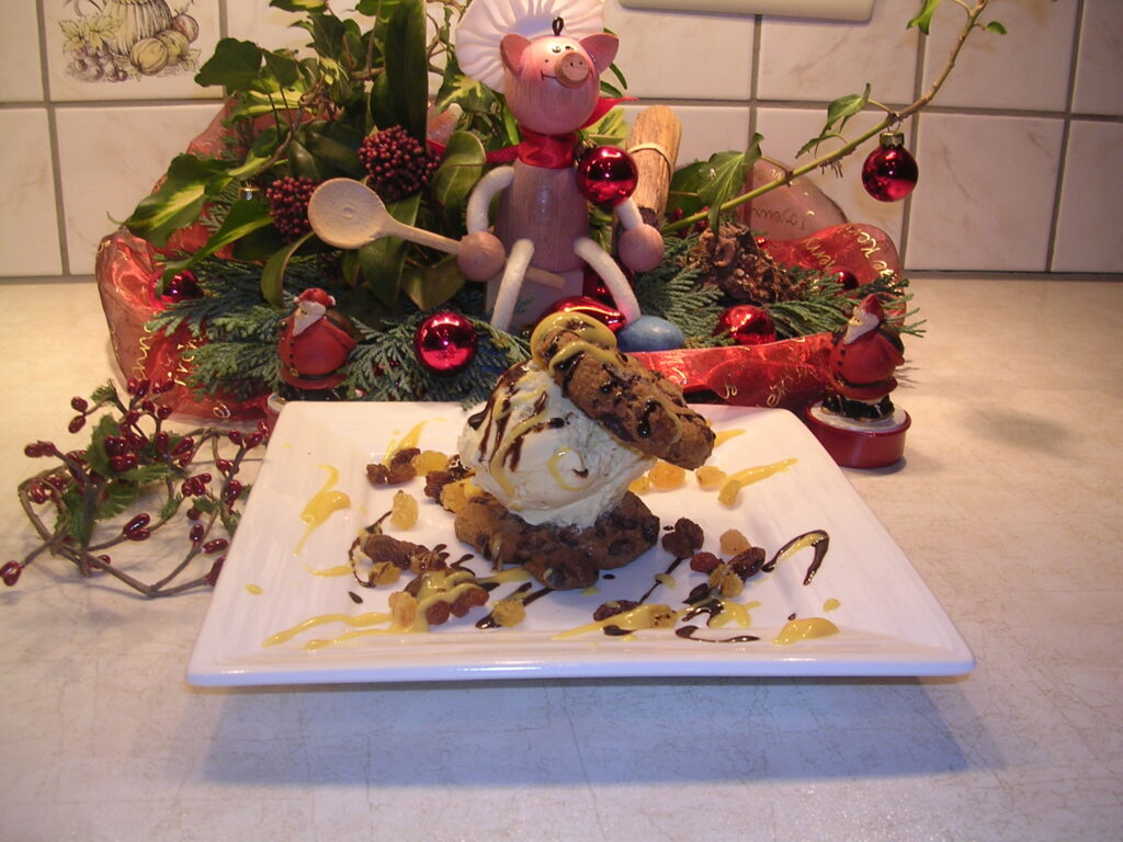Dessert : een duo van New Yorkers met vanille ijs en …