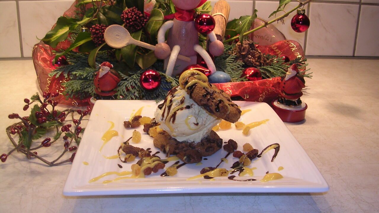 Dessert : een duo van New Yorkers met vanille ijs en …