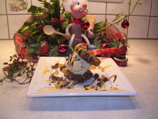 Dessert : een duo van New Yorkers met vanille ijs en …