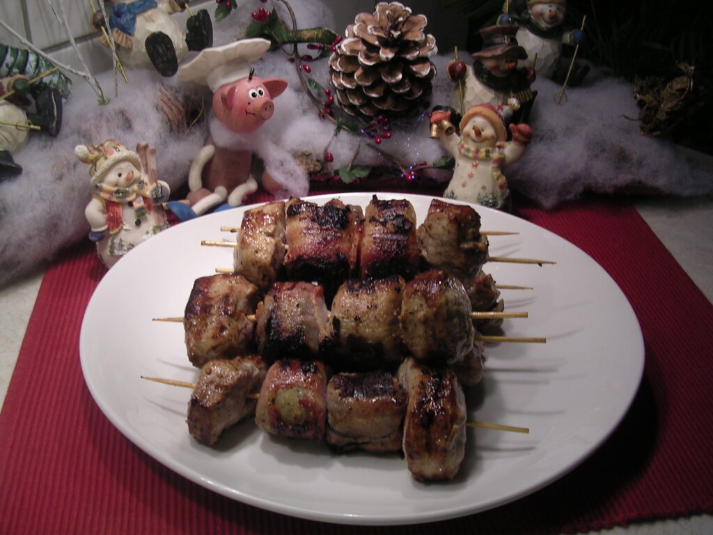 Brochette : varkenshaasje, met ….