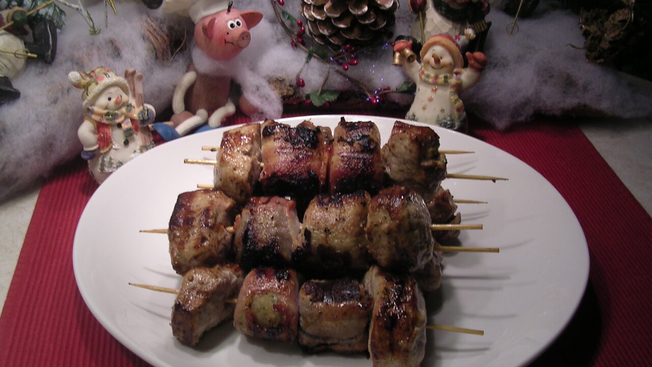 Brochette : varkenshaasje, met ….