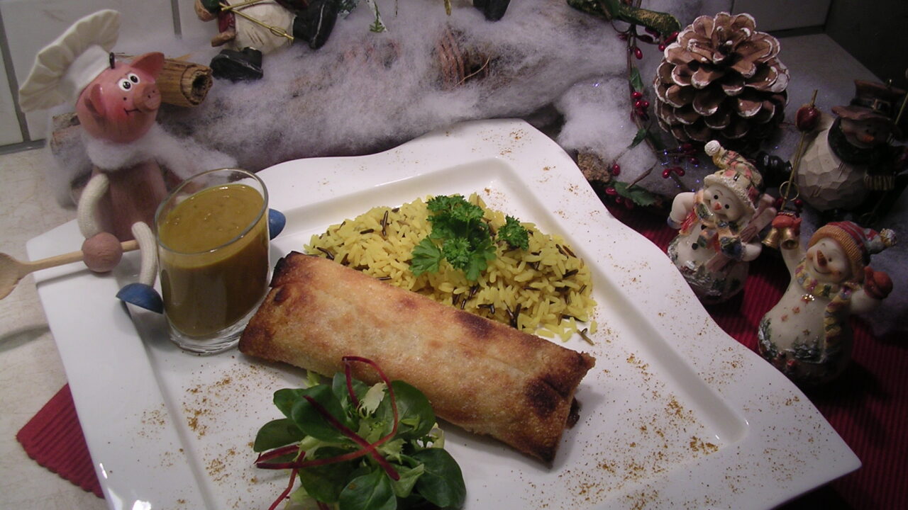Loempia met wilde curry rijst