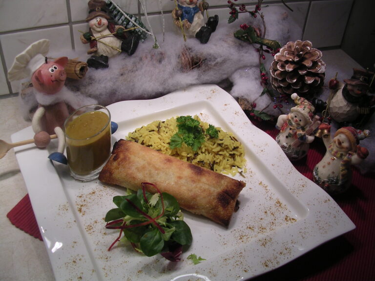Loempia met wilde curry rijst