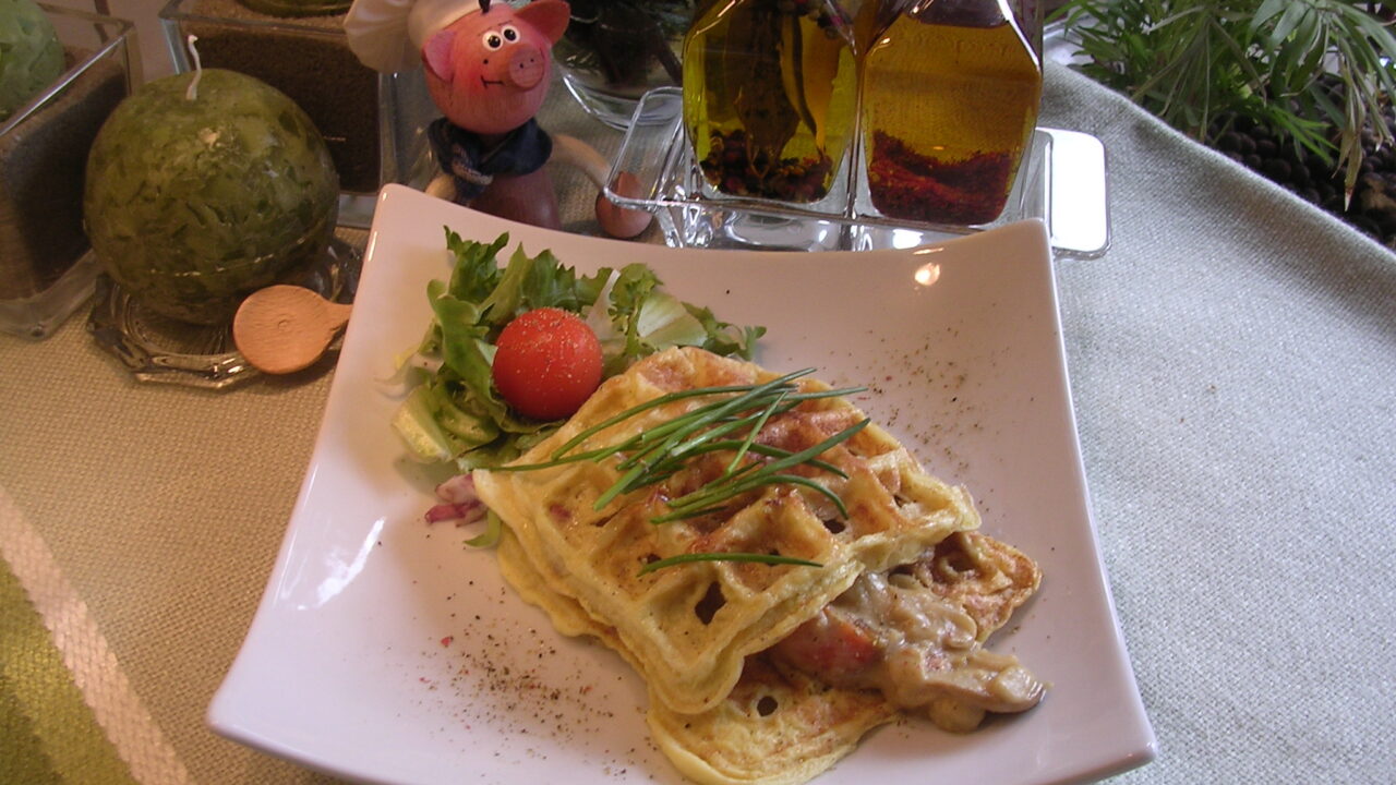 Eieromeletje apart in wafel vorm