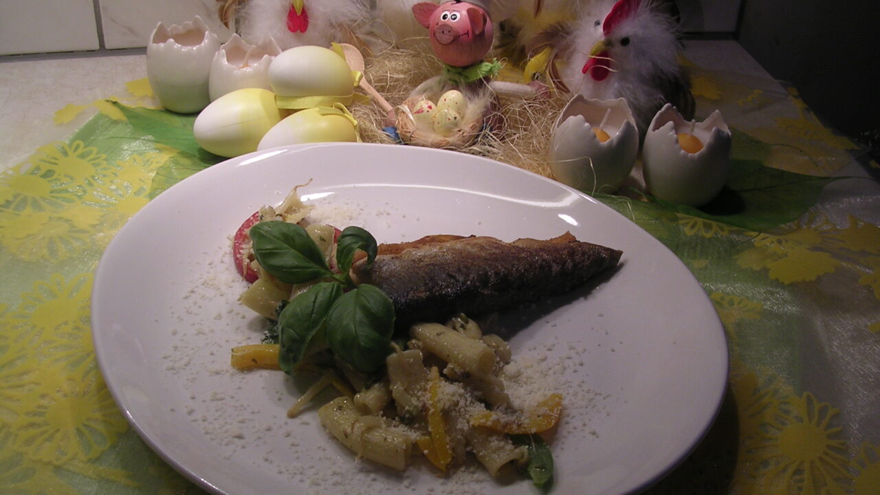 Forel-filet met lente kleuren