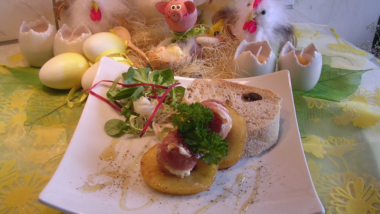 Geitenkaasjes met gerookt spek