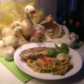 Goudbrasem geserveerd met wokmie en …