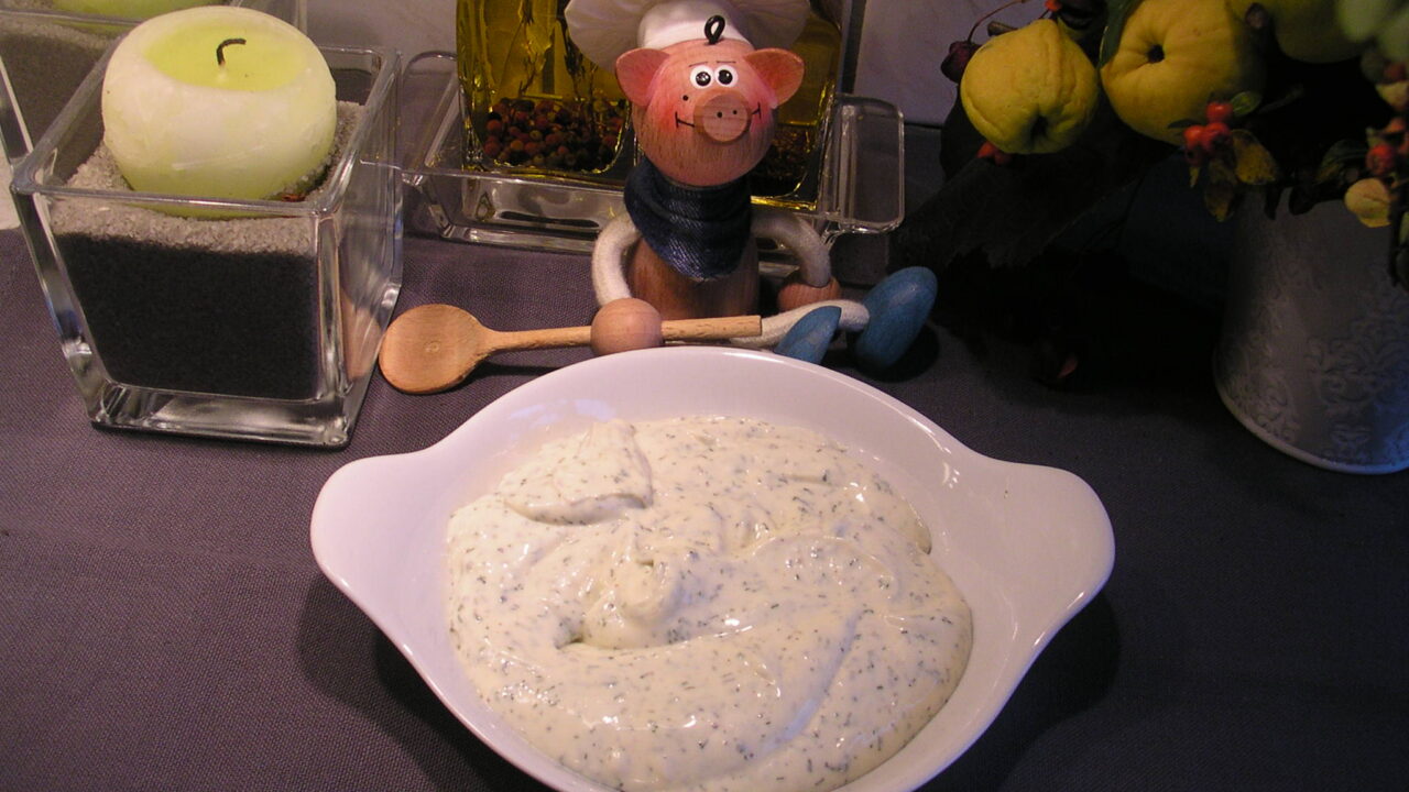 Saus : truffel creme met dille en mayonaise