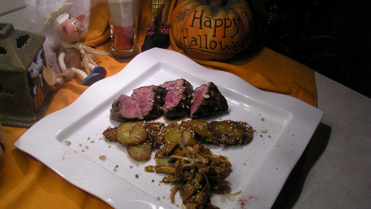 Hertesteak gegrild