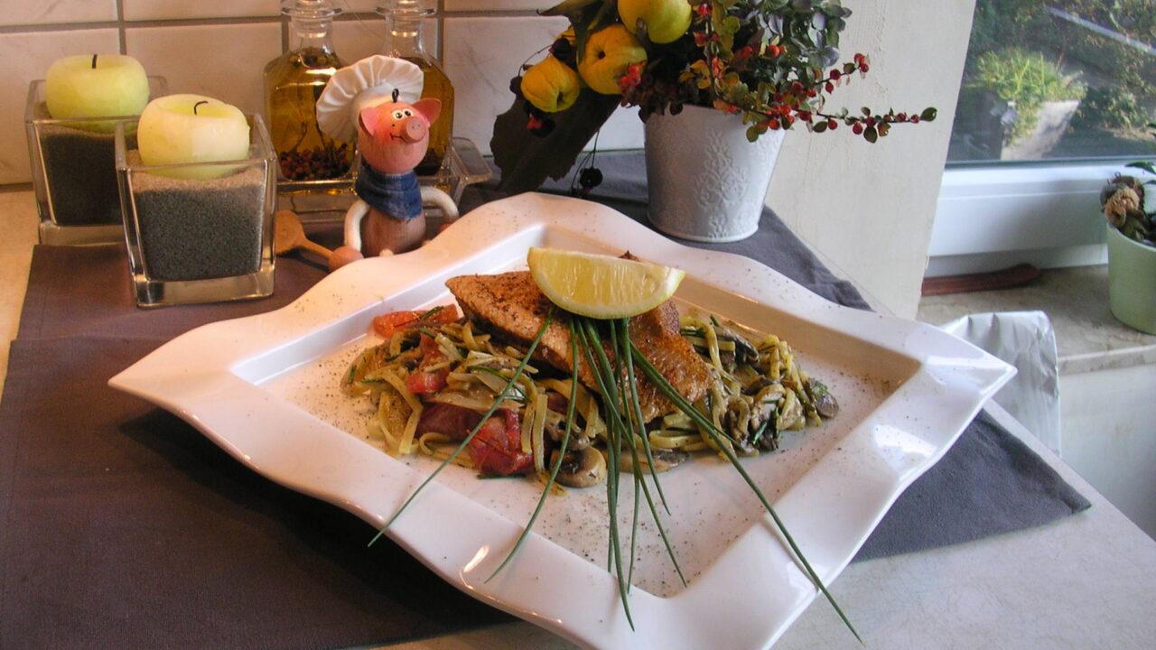 Red snapper filet met citroen pasta