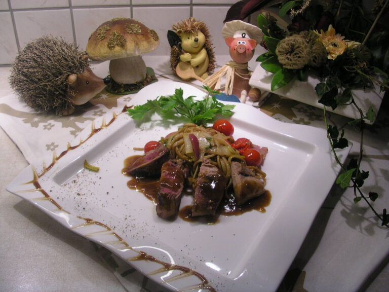 Fazant met pasta en groenten