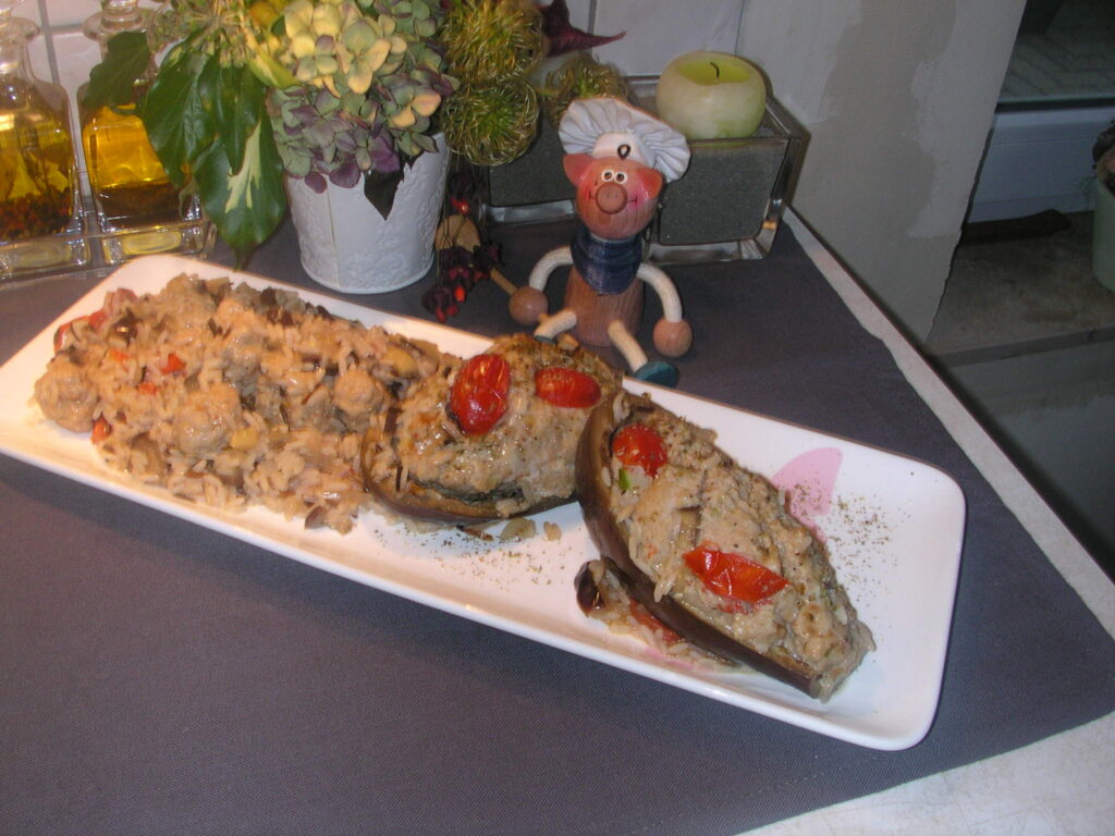 Gevulde aubergines