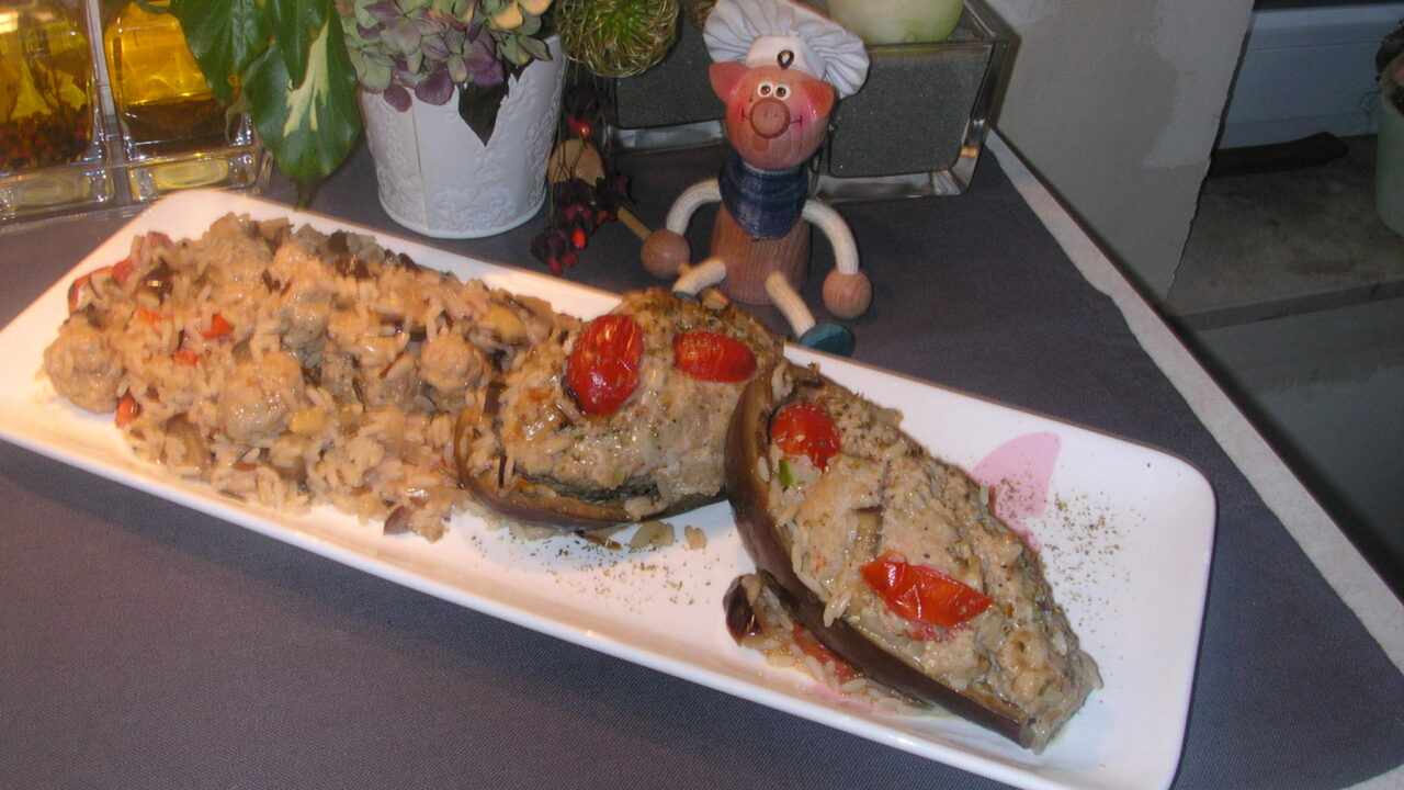 Gevulde aubergines