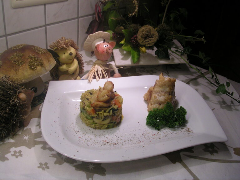 Overschotjes van wilde rijst met blauwe wijting filet