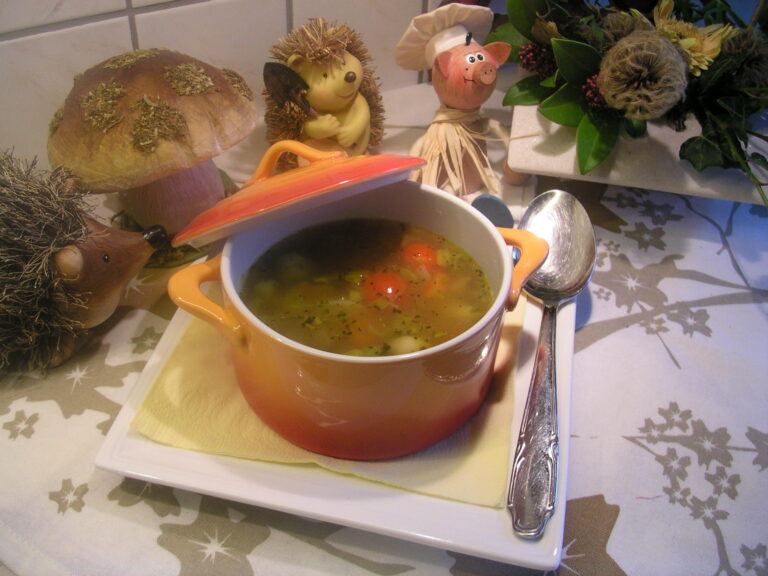 Soep : bouillon van groenten en fazant