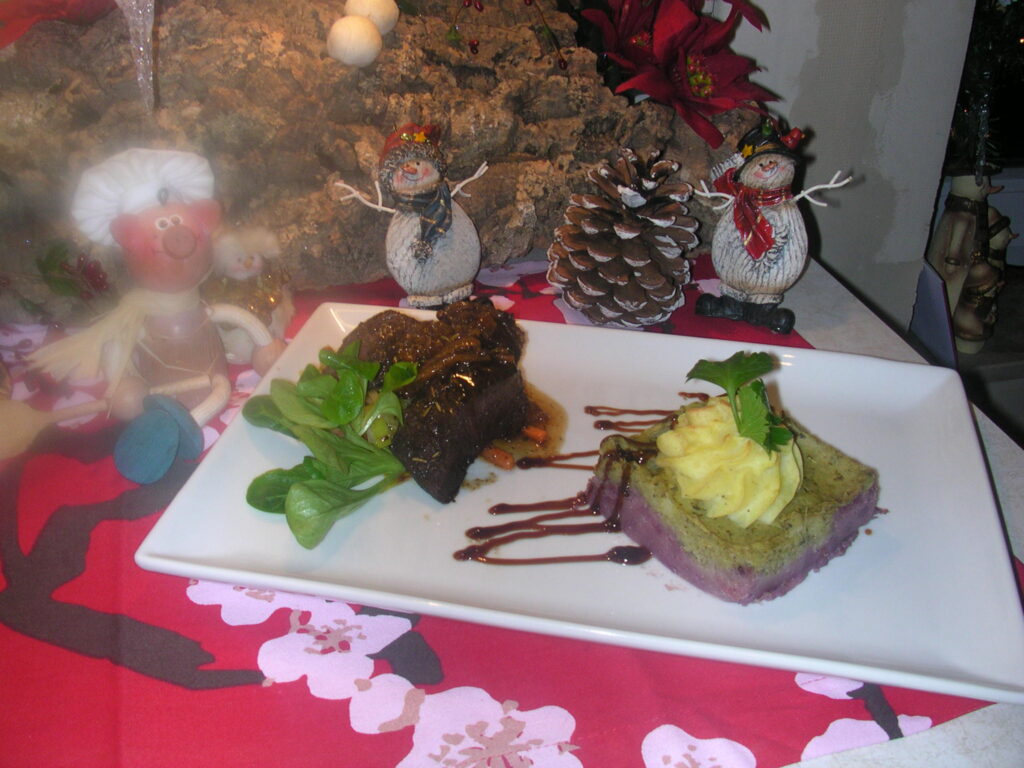 Hindefilet met trio van puree