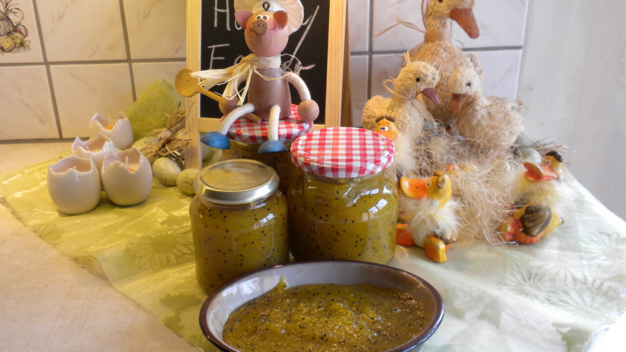 Confituur met kiwi, meloen en appelsien