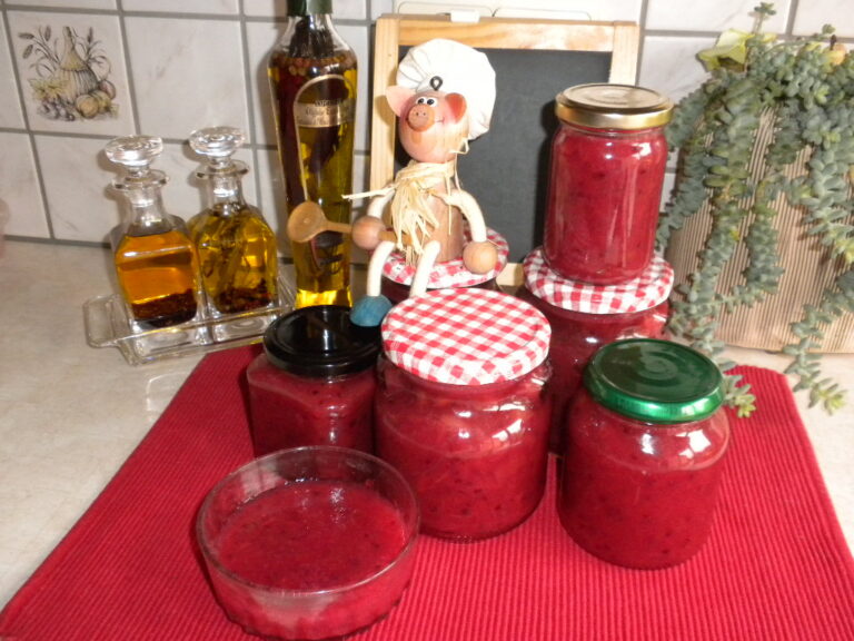 Confiture met rode bessen en rabarber