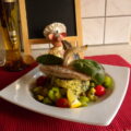 Rode poon op een bedje van basilicum – broccoli puree