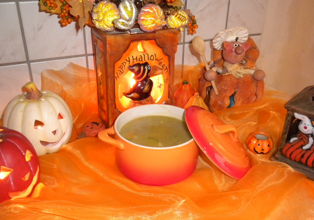 Soep : Halloween broccoli met bloemkool met spekjes