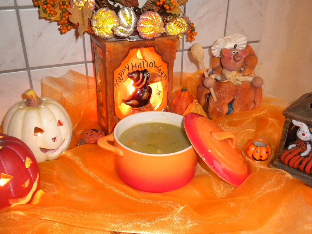 Soep : Halloween broccoli met bloemkool met spekjes