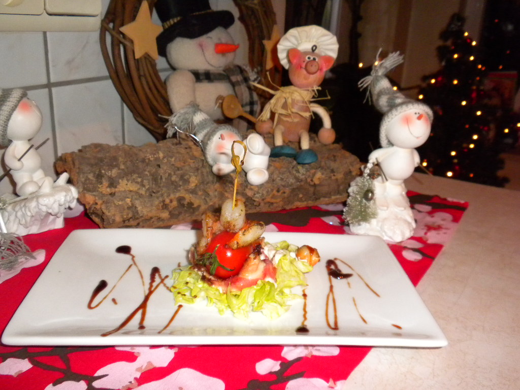 Hapje kerstdagen : geitenkaasje met scampi