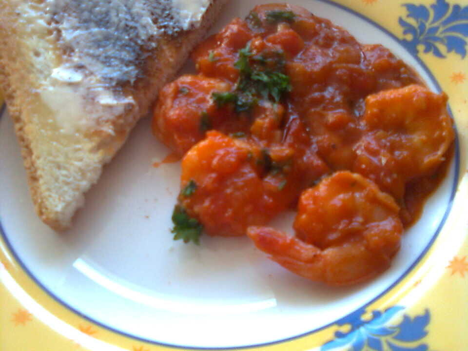 Scampi’s met pittige saus