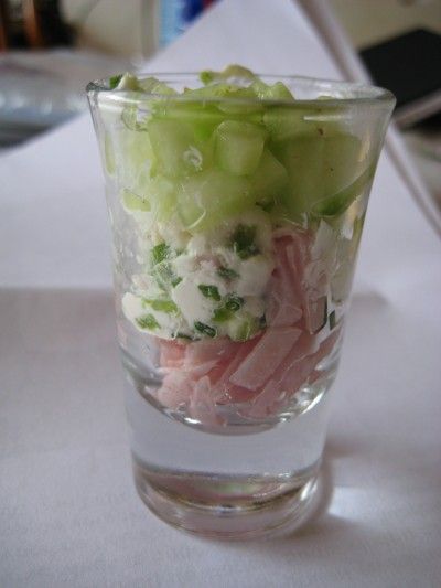 Amuse beenham,+ komkommer