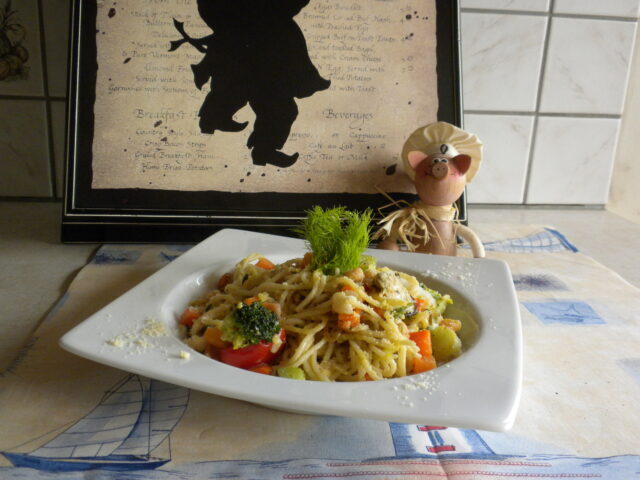 Spaghetti met frisse groenten