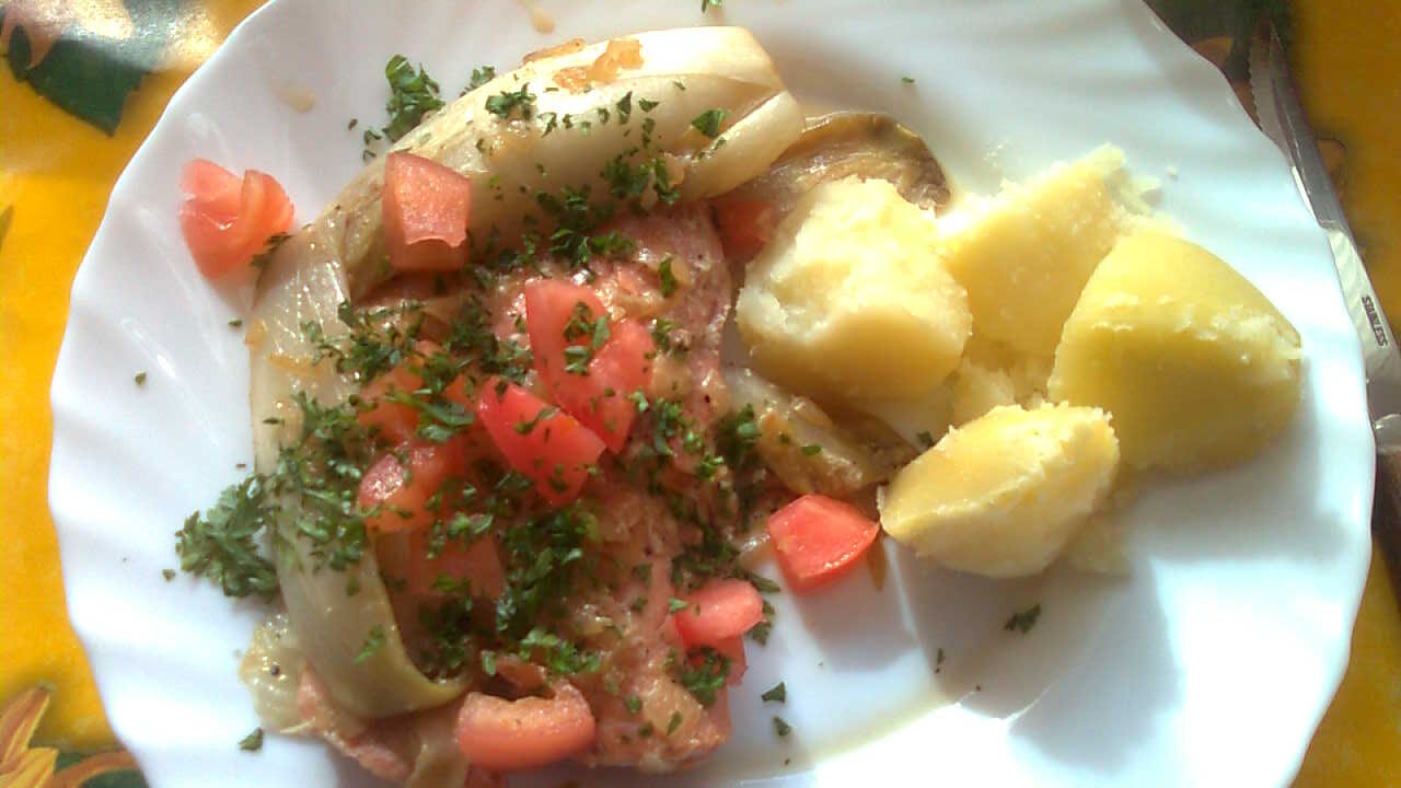 Zalm met witlof en Hertog Jan Dubbel