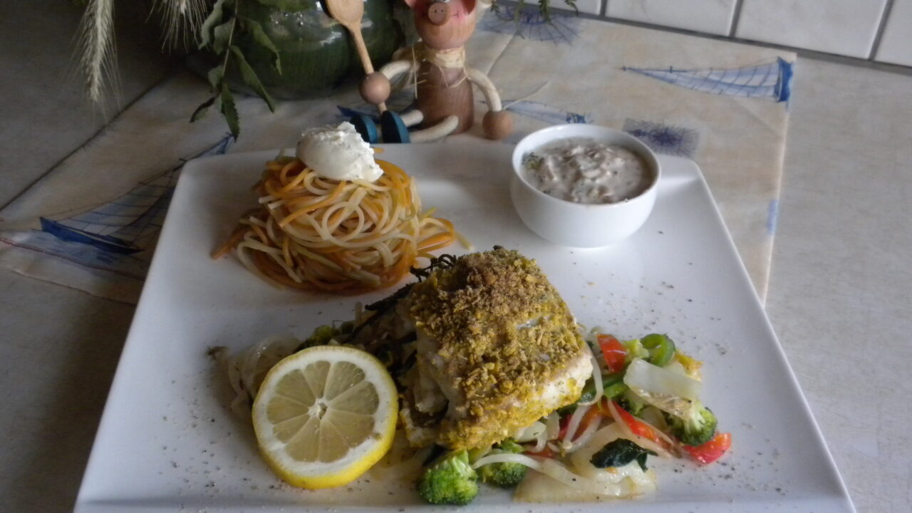 Zeeduivel met spaghetti tricolore