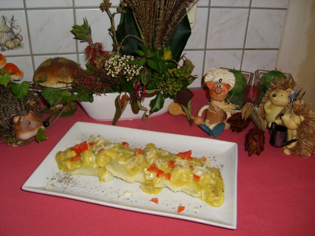 Duitse Maultaschen met een zacht sausje