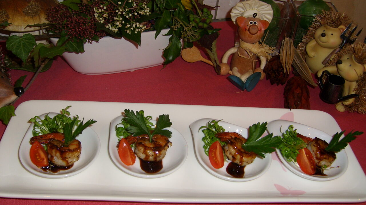 Hapje : scampi met amaretto