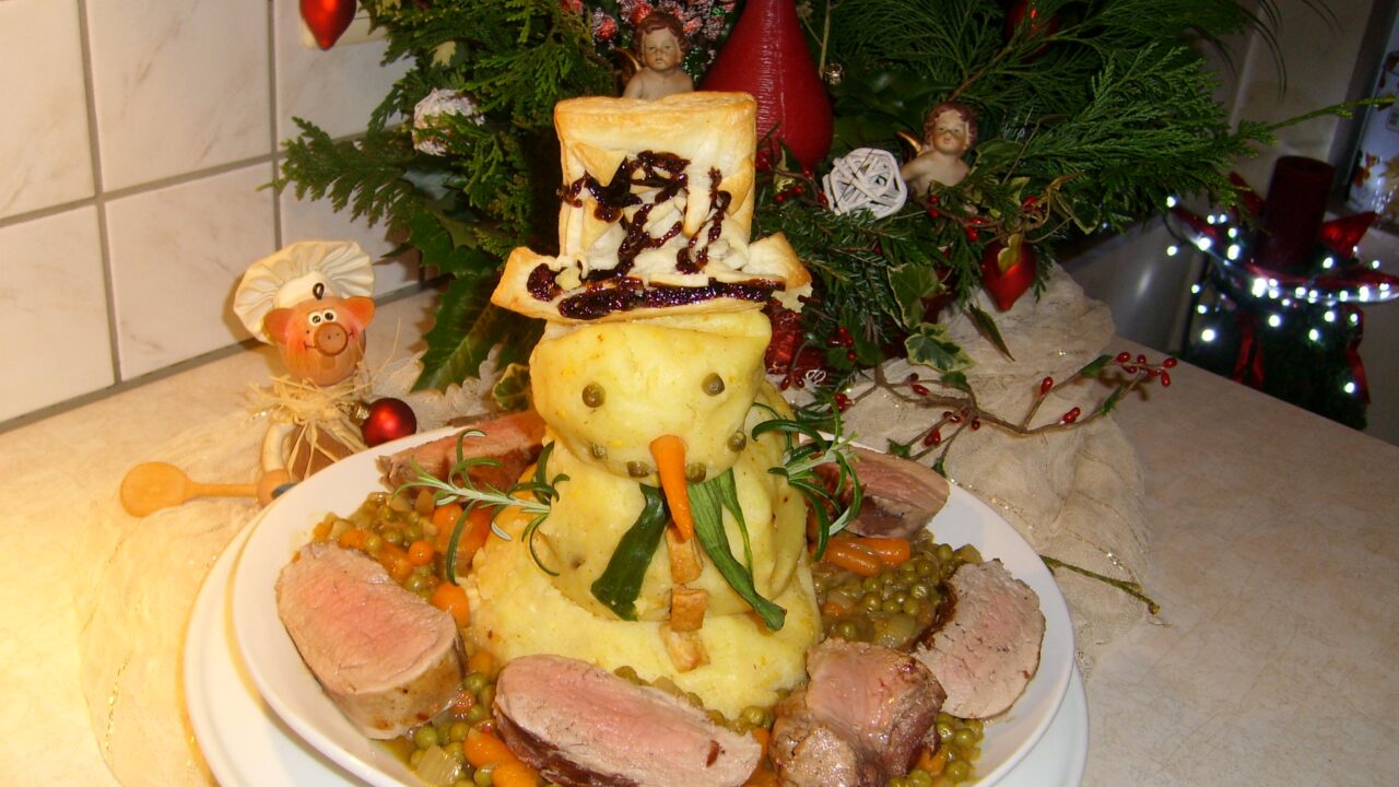 Aardappel-sneeuwman-puree voor de kleintjes