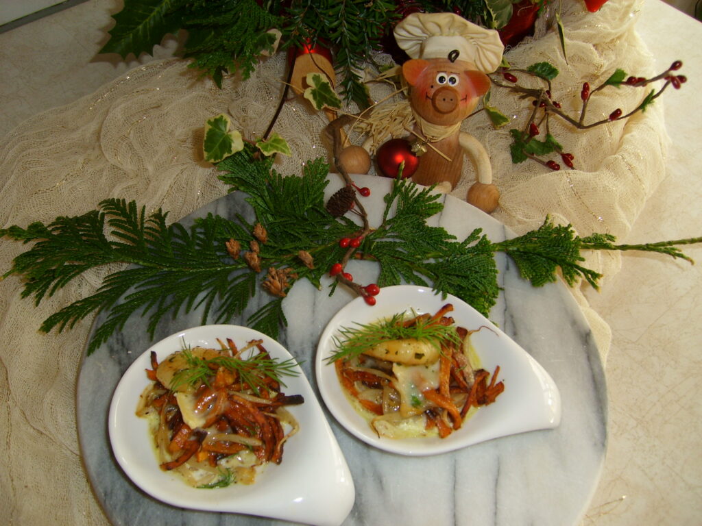 Hapje : scampi warm gepresenteerd