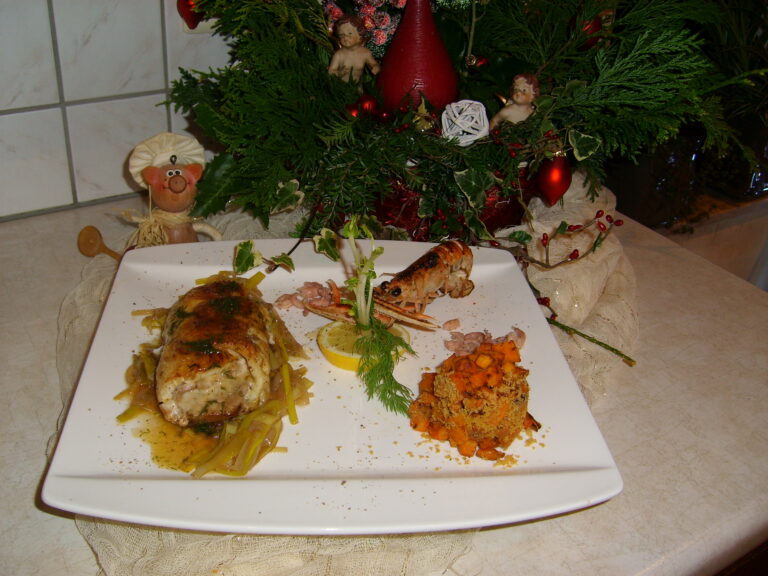Kerstrollade van tongscharfilet en tonijn