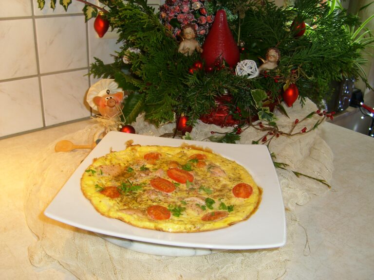 Omeletje : gerookte zalm en grijze garnalen