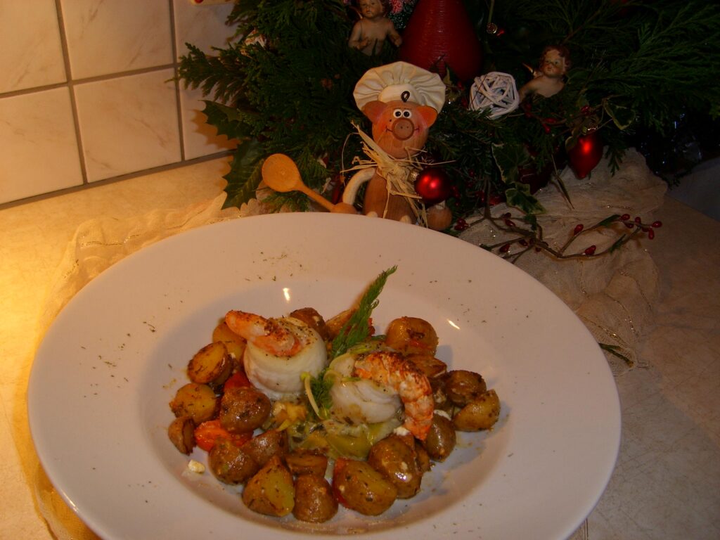 Pangasiusrolletjes gevuld met scampi’s