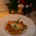 Pangasiusrolletjes gevuld met scampi’s