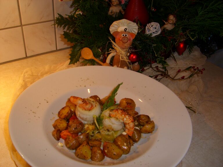 Pangasiusrolletjes gevuld met scampi’s
