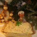 Aardappelpuree met appel, spek en champignons