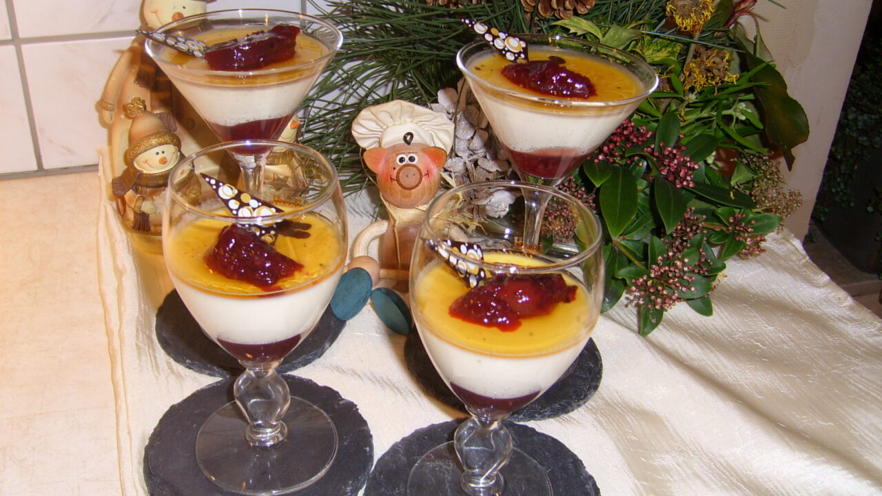 Dessert : panna cotta met rode vruchten