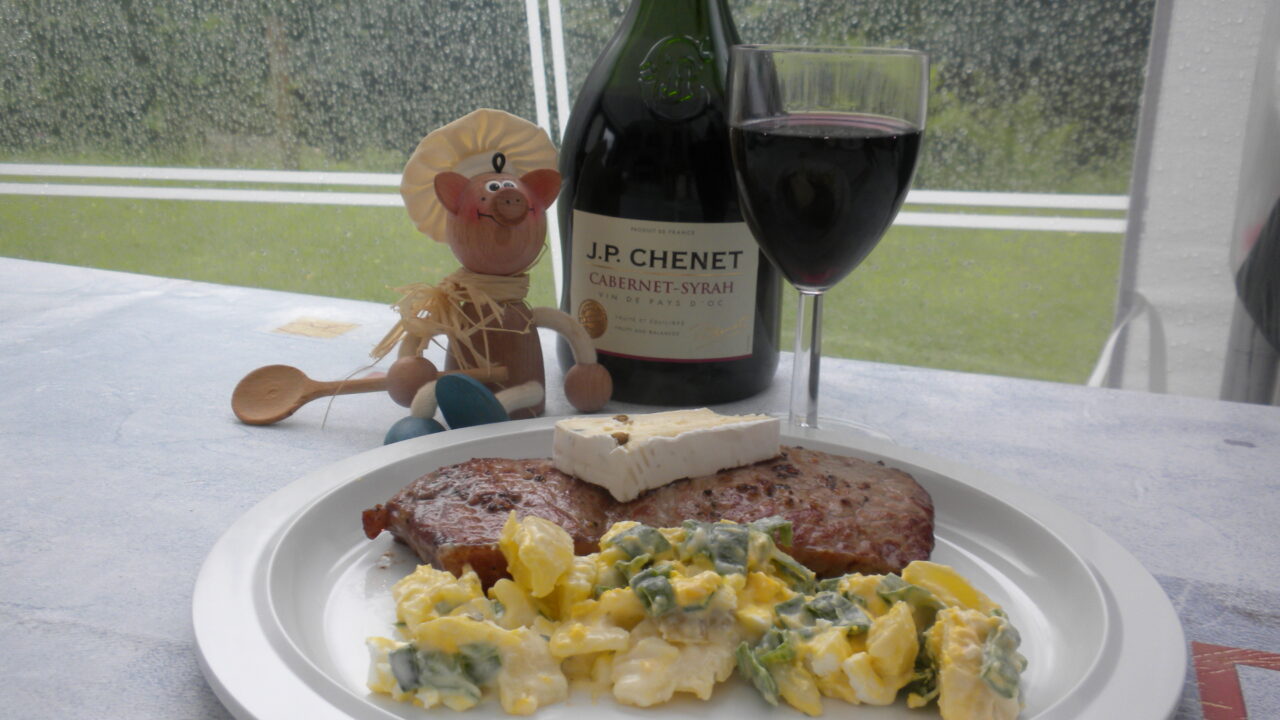 Vakantie : steak en aardappelsla